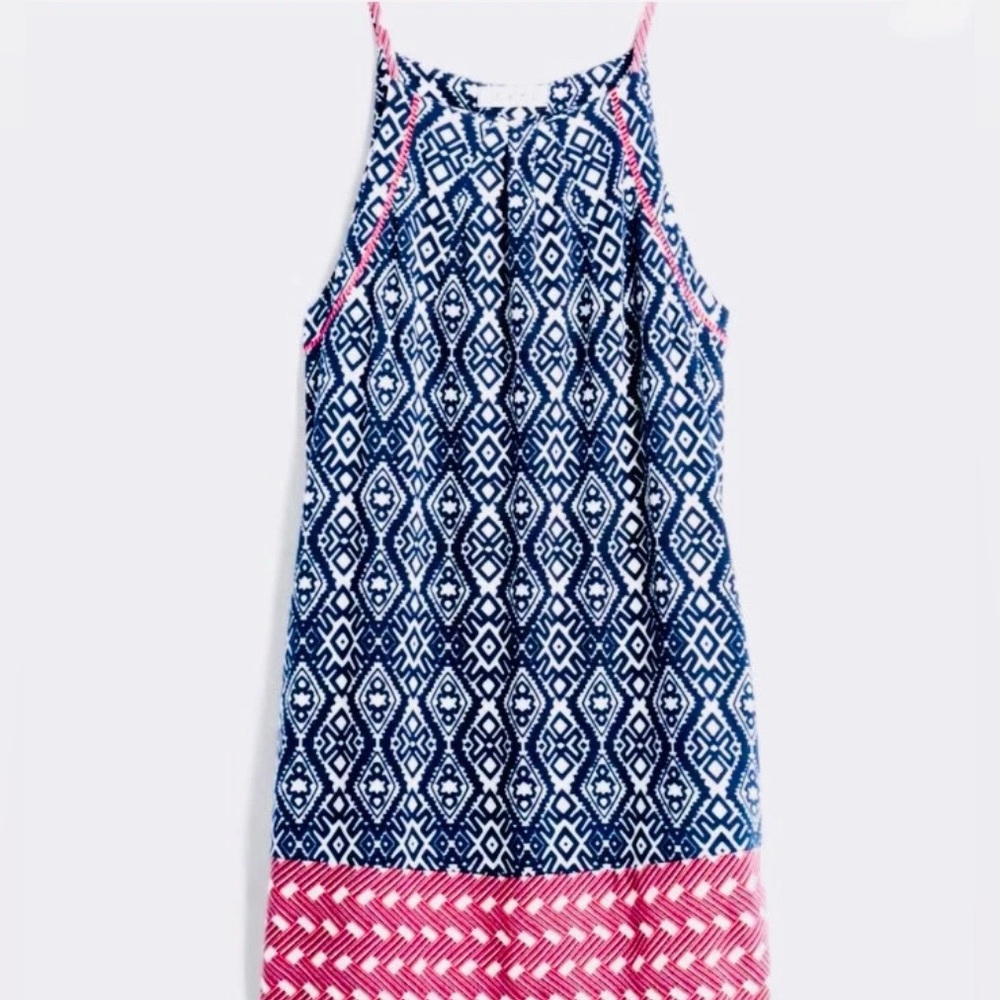 THML Anthropologie Marlayna Halter Sundress M Navy I Kat Knit Pockets Boho